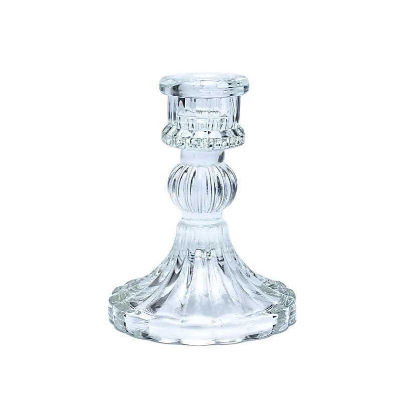 Bougeoir en verre pour bougie de table, de 8 ou 10 centimètres de hauteur. Parfait pour maintenir en toute sécurité vos bougies préférés !