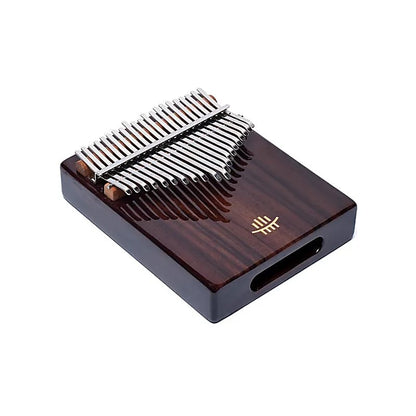 Kalimba/ Hluru ou 'piano à doigt', à 21 notes est fabriqué à partir de palissandre des Indes orientales) de haute qualité, connu pour son timbre doux et délicat. Il produit un son riche et durable !