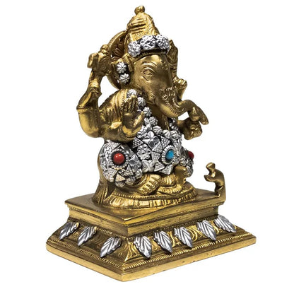 Sélection de Ganesh en laiton, de 5 à 20 centimètres de haut. 2 Modéles avec sertissages de vraies pierres. Parfait dans une salle de Méditation, Autel, Collection, Exposition...!