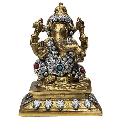 Sélection de Ganesh en laiton, de 5 à 20 centimètres de haut. 2 Modéles avec sertissages de vraies pierres. Parfait dans une salle de Méditation, Autel, Collection, Exposition...!