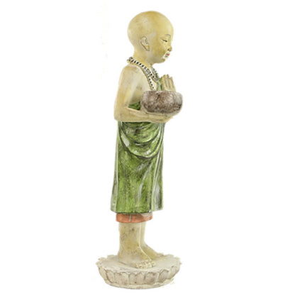 Moinillon/ petit moine Bouddhiste, taille XL, belle statuette de plâtre de couleur pastel. 63 centimètres de hauteur - 4000 grammes/ 4 kilogrammes. Très belle qualité, superbe pièce !