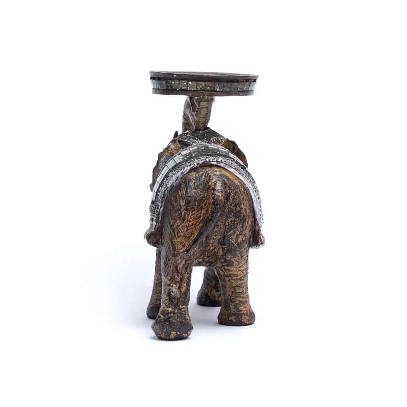 Statuette/ Bougeoir d'éléphant de 14x6x7 centimètres. Fai au Népal, parfait dans une salle de Méditation, Autel, Collection, Exposition...!