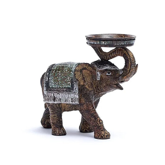 Statuette/ Bougeoir d'éléphant de 14x6x7 centimètres. Fai au Népal, parfait dans une salle de Méditation, Autel, Collection, Exposition...!