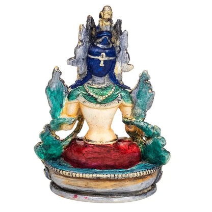 Sélection de statuettes de Tara 'blanche ou verte', de 16 centimètres de haut. Fait et peint à la main au Népal, parfait dans une salle de Méditation, Autel, Collection, Exposition...! Poids +/- 370 grammes.