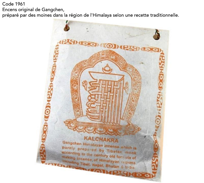 Encens original de chez 'Gangchen', en poudre*, sachet de 40 grammes, préparé par des moines dans la région de l'Himalaya selon une recette traditionnelle.  Ingrédients 100% naturels !!