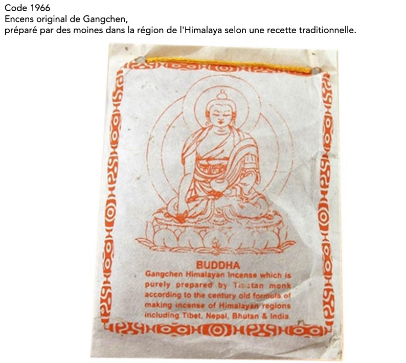 Encens original de chez 'Gangchen', en poudre*, sachet de 40 grammes, préparé par des moines dans la région de l'Himalaya selon une recette traditionnelle.  Ingrédients 100% naturels !!