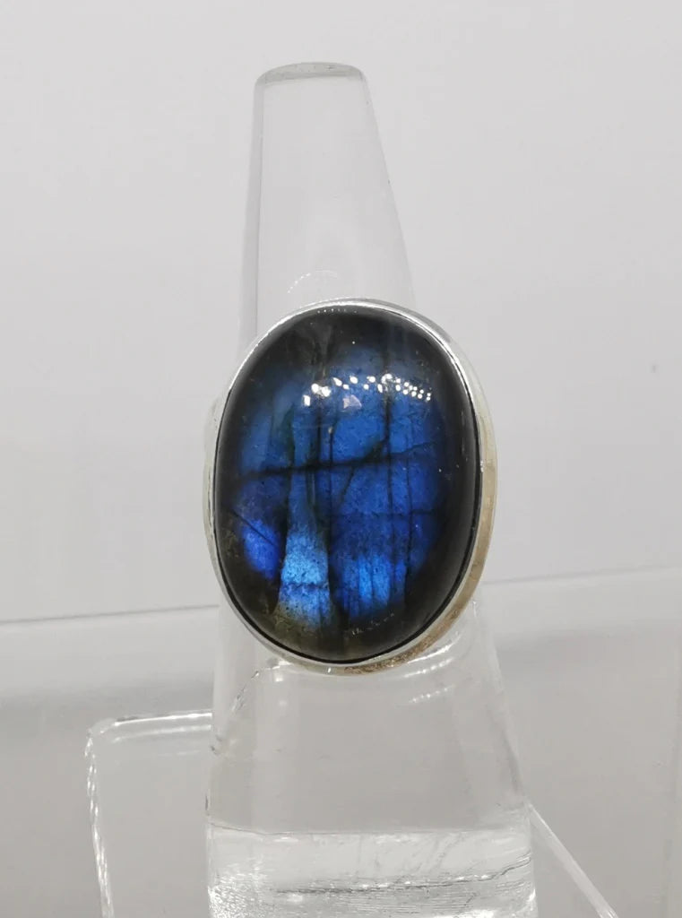 Bague en Argent 925 labradorite bleue, cabochon de qualité AAA, taille règlable. Modèle simple et élégant ! parfait !