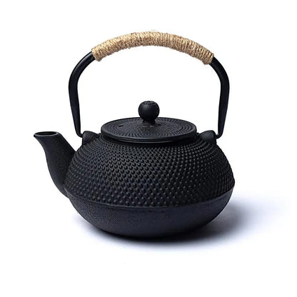 Théière émaillé en fonte, 'Tetsubin' et 'Tetsukyusu' de style traditionnel avec accessoires - 0,6, 1 ou 1,2 Litres. Options : tasses, chauffe-théière, assiette, porte couvercle... Parfait !