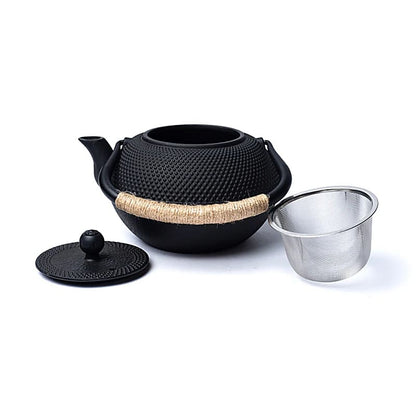 Théière émaillé en fonte, 'Tetsubin' et 'Tetsukyusu' de style traditionnel avec accessoires - 0,6, 1 ou 1,2 Litres. Options : tasses, chauffe-théière, assiette, porte couvercle... Parfait !