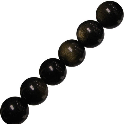 Obsidienne Dorée, perles rondes de 4, 6, 8 ou 10 mm. Vendu en fil de perle 38/39 cm, en bracelet de 17 à 21cm, en collier de 45 ou sautoir de 60cm. Qualité AA à AAA, superbes perles !