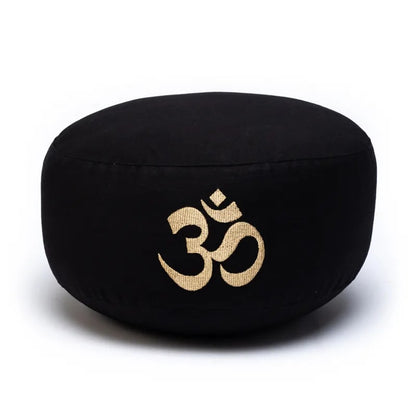 Coussin de méditation/ Yoga, blanc/ beige coton biologique (OCS). 33 centimètres de diamètre x 17 centimètres de hauteur. 2100 grammes. De chez Yogi & Yogini, fait en Inde !