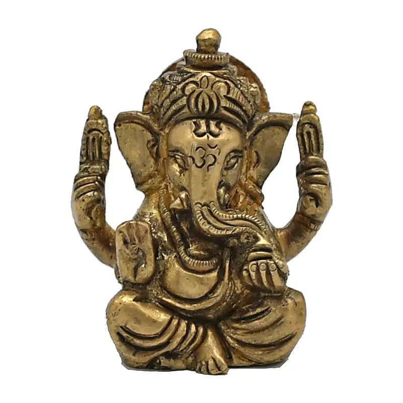 Sélection de Ganesh en laiton, de 5 à 20 centimètres de haut. 2 Modéles avec sertissages de vraies pierres. Parfait dans une salle de Méditation, Autel, Collection, Exposition...!