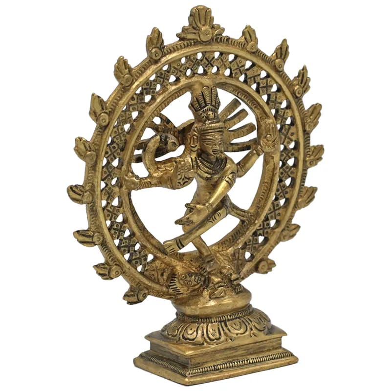 Shiva Nataraj en laiton avec double anneau de 15, 20 ou 27 cm, au choix. Divinité hindoue, Shiva est le destructeur de tous les maux et est souvent représenté avec un trident. Shiva est le mari de Parvati et leur fils est Ganesh !