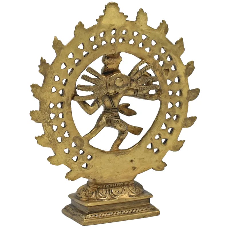 Shiva Nataraj en laiton avec double anneau de 15, 20 ou 27 cm, au choix. Divinité hindoue, Shiva est le destructeur de tous les maux et est souvent représenté avec un trident. Shiva est le mari de Parvati et leur fils est Ganesh !