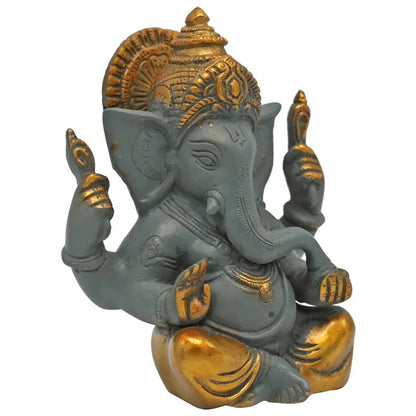 Sélection de Ganesh en laiton, de 5 à 20 centimètres de haut. 2 Modéles avec sertissages de vraies pierres. Parfait dans une salle de Méditation, Autel, Collection, Exposition...!