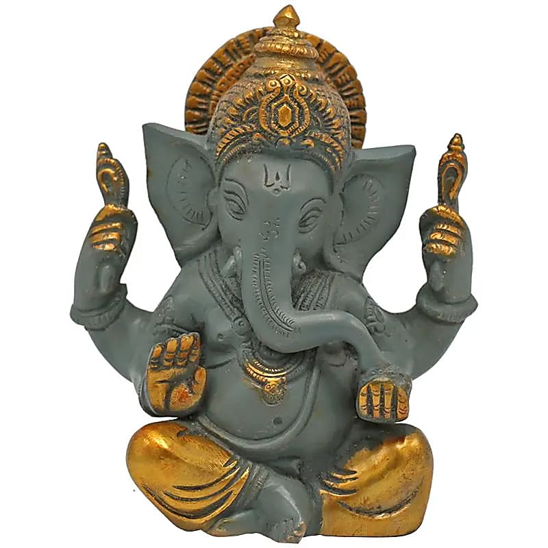 Sélection de Ganesh en laiton, de 5 à 20 centimètres de haut. 2 Modéles avec sertissages de vraies pierres. Parfait dans une salle de Méditation, Autel, Collection, Exposition...!