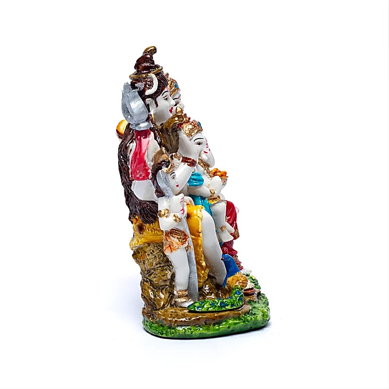 Statuette de Shiva Pariva/ Parvati, la famille de Ganesh, taille de 14 x12 centimètres - 355 grammes. Fait et peint à la main au Népal, parfait dans une salle de Méditation, Autel, Collection...