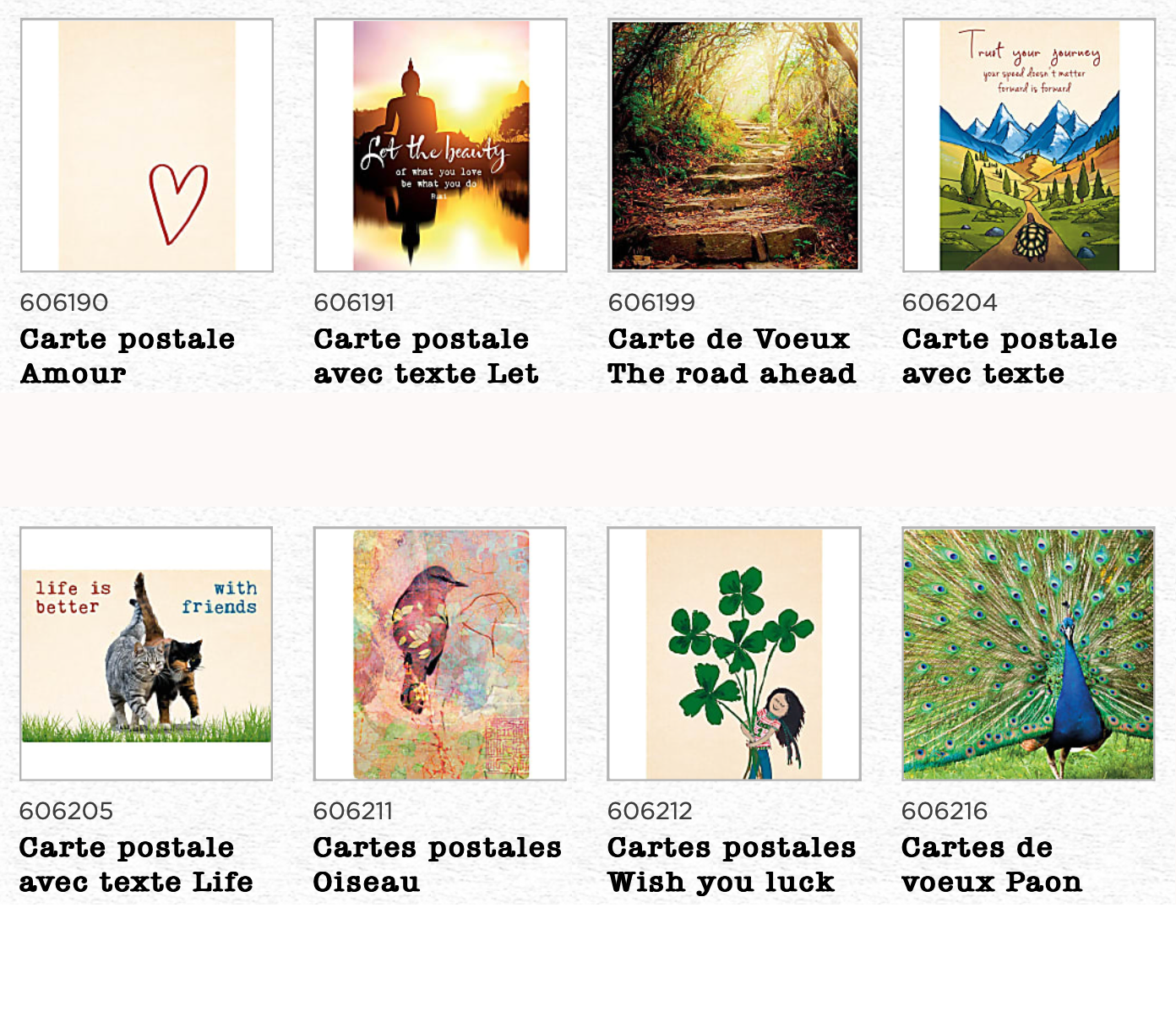 Cartes postales de format 15x10 centimètres, de belles images, de belles phrases pour de beaux moments ! Fait en papier recyclé et encre naturelle !