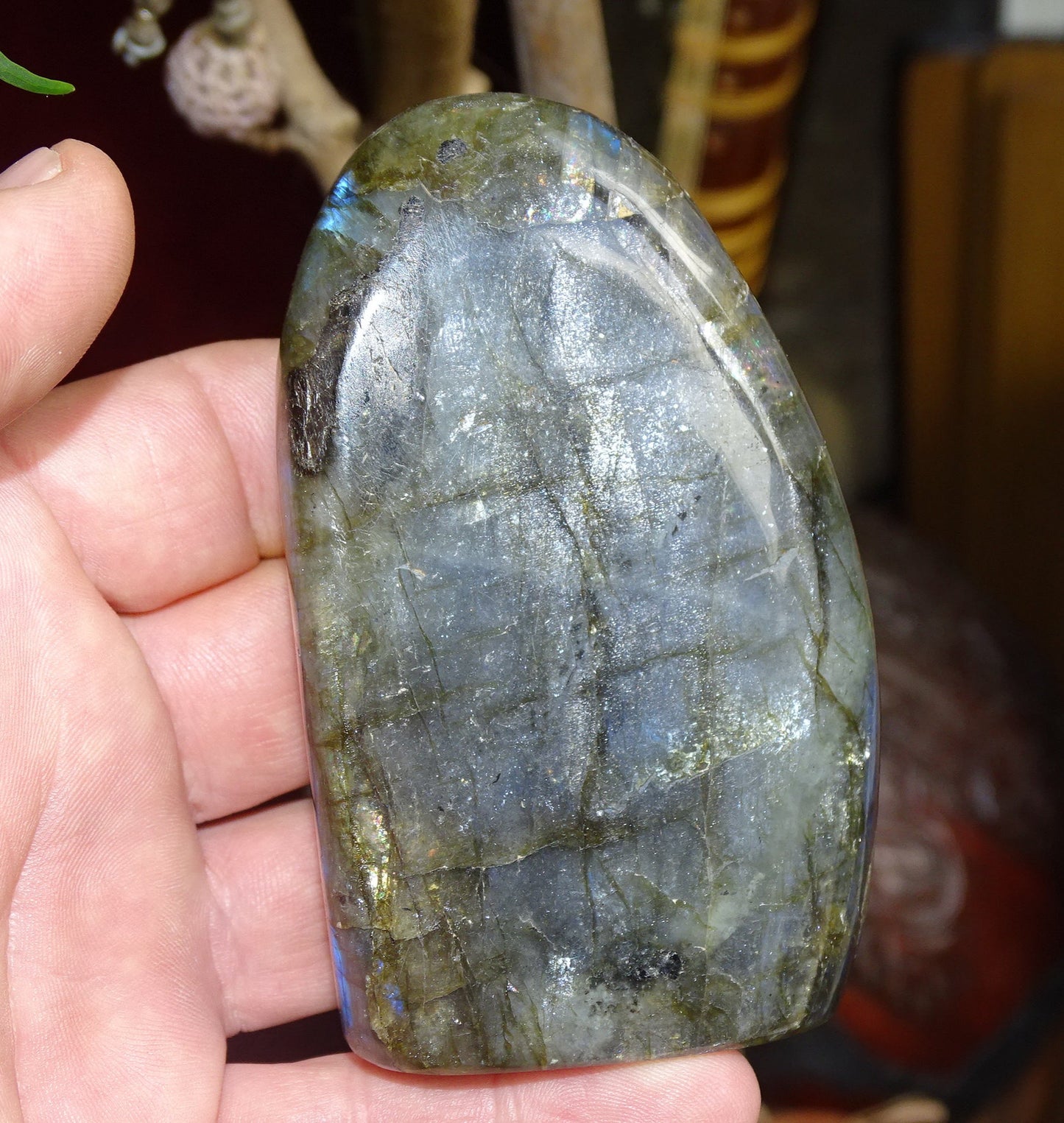 Labradorite, forme libre de qualité AAA, 95 x 60 x 30 mm - 424 grammes environ. Très belle qualité, parfait !