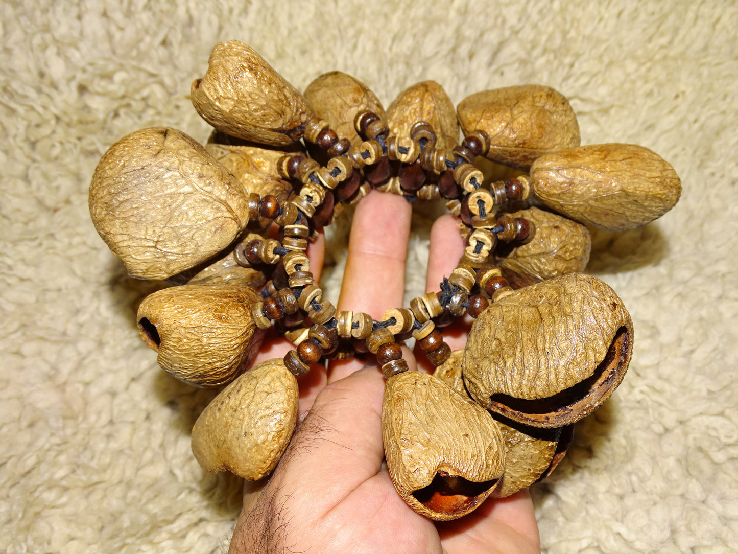 Sélection de bracelets de danses en graines, modèles au choix, fabrication artisanale, parfait pour l'accompagnement, sons fascinants et envoutants !...Graines/ noix : Juju Chacha Pangui Pala Kemiri Tropical beans !