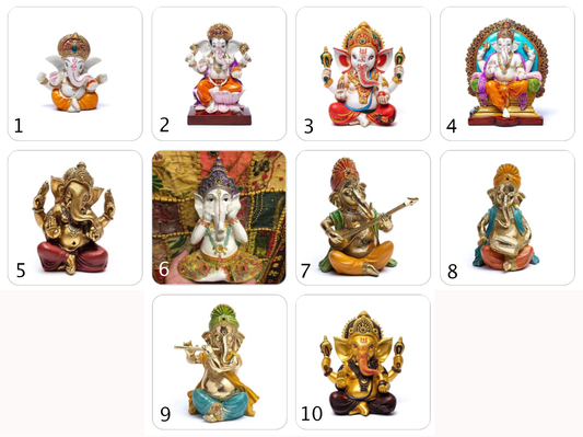 Sélection de Ganesh, de 7 à 28 centimètres de haut. Modèles en résine peints à la main, magnifiques précisions, parfait dans une salle de Méditation, Autel, Collection, Exposition...!