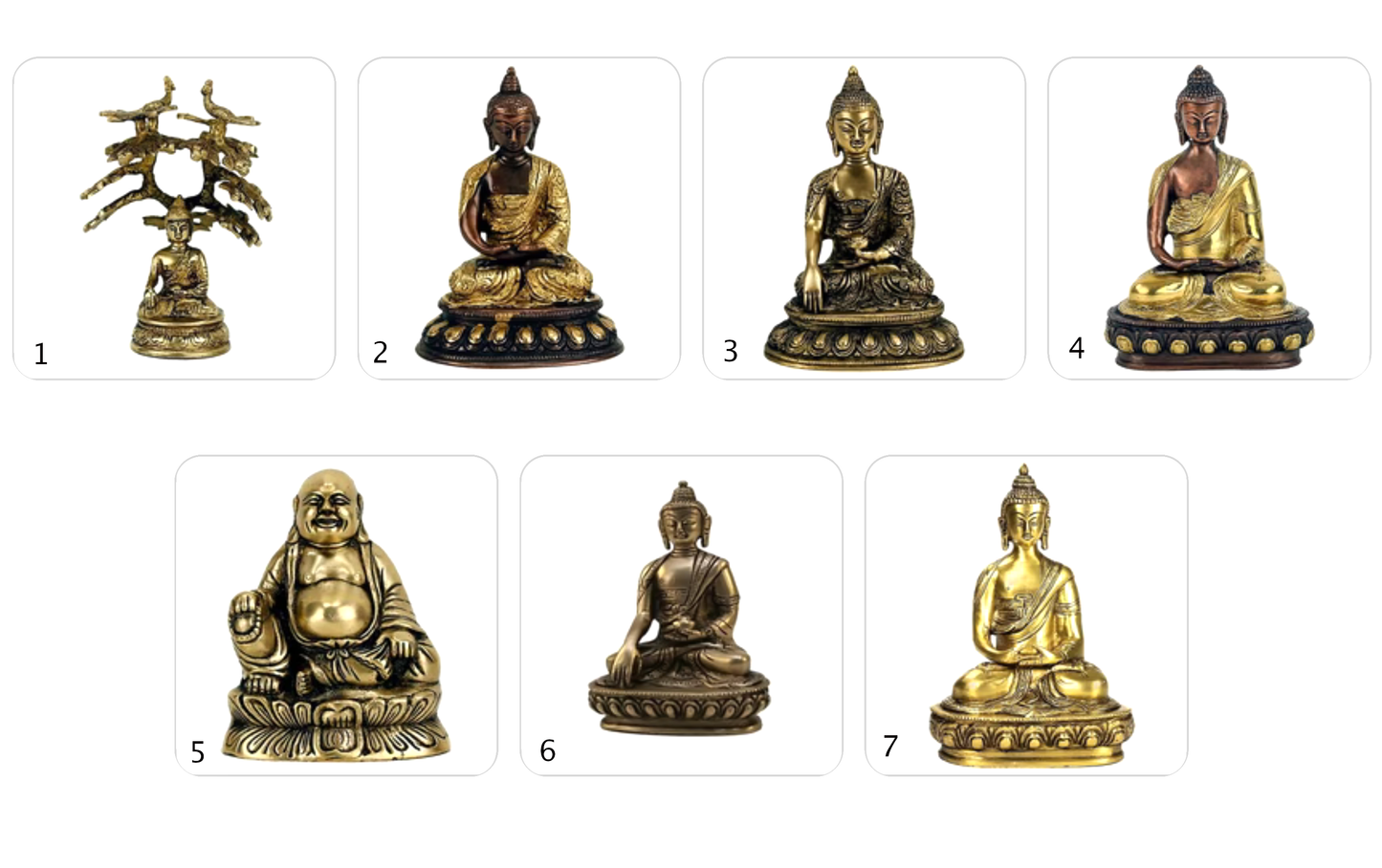 Sélection de Bouddha en laiton, modèles de 13 à 20cm (au choix). Divinité Bouddhiste sacré ! Très belle qualité, parfait dans une salle de Méditation, Autel, Collection, Exposition...!