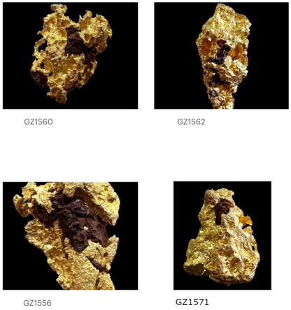 Pépites d'Or natif de la mine Laverton en Australie, 4 pièces au choix, très belles pièces de minéralogie. Rare, fascinant, envoutant, hypnotisant et parfait !