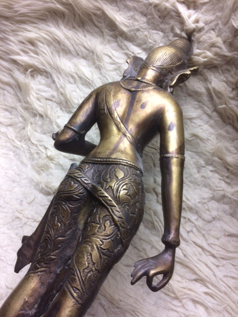 Pièce unique de Taille XL - Statuette ancienne de Tara 'blanche' en métal (bronze laiton), de 45 centimètres de haut. Fait au Népal, parfait dans une salle de Méditation, Autel, Collection, Exposition...!