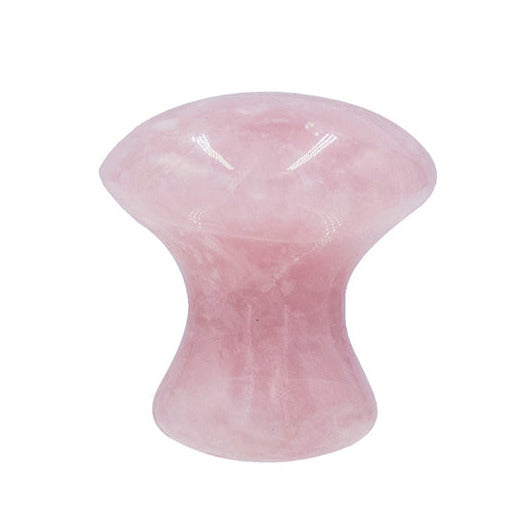 Champignon de massage Gua-sha en pierre, 4x3,5 cm. Idéal pour se masser le contour des yeux, sinus, tempes  Modèle : Quartz rose  Dimension : 3.7 x 3.4 cm (Hauteur x Largeur)