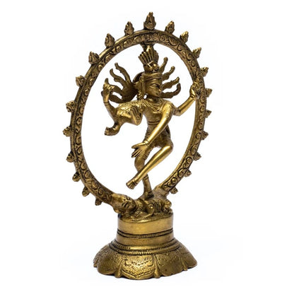 Shiva Nataraj en laiton de 10, 15 et 20 cm, au choix. Divinité hindoue, Shiva est le destructeur de tous les maux et est souvent représenté avec un trident. Shiva est le mari de Parvati et leur fils est Ganesh !