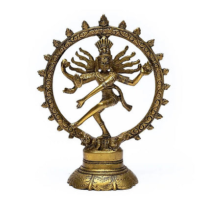 Shiva Nataraj en laiton de 10, 15 et 20 cm, au choix. Divinité hindoue, Shiva est le destructeur de tous les maux et est souvent représenté avec un trident. Shiva est le mari de Parvati et leur fils est Ganesh !