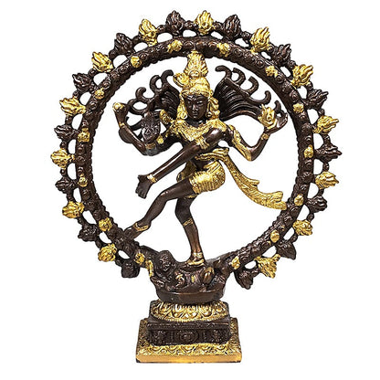 Shiva Nataraj en laiton avec double anneau de 15, 20 ou 27 cm, au choix. Divinité hindoue, Shiva est le destructeur de tous les maux et est souvent représenté avec un trident. Shiva est le mari de Parvati et leur fils est Ganesh !