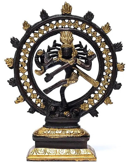 Shiva Nataraj en laiton avec double anneau de 15, 20 ou 27 cm, au choix. Divinité hindoue, Shiva est le destructeur de tous les maux et est souvent représenté avec un trident. Shiva est le mari de Parvati et leur fils est Ganesh !