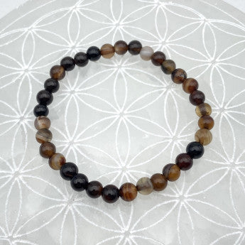 Agate a bandes naturelles, perles rondes de 6 ou 8 millimètres. Vendu en fil de perle 38/39 cm, en bracelet de 17 à 21cm, en collier de 45 ou sautoir de 60cm. Qualité AA à AAA, superbes perles, belle pureté, parfait !