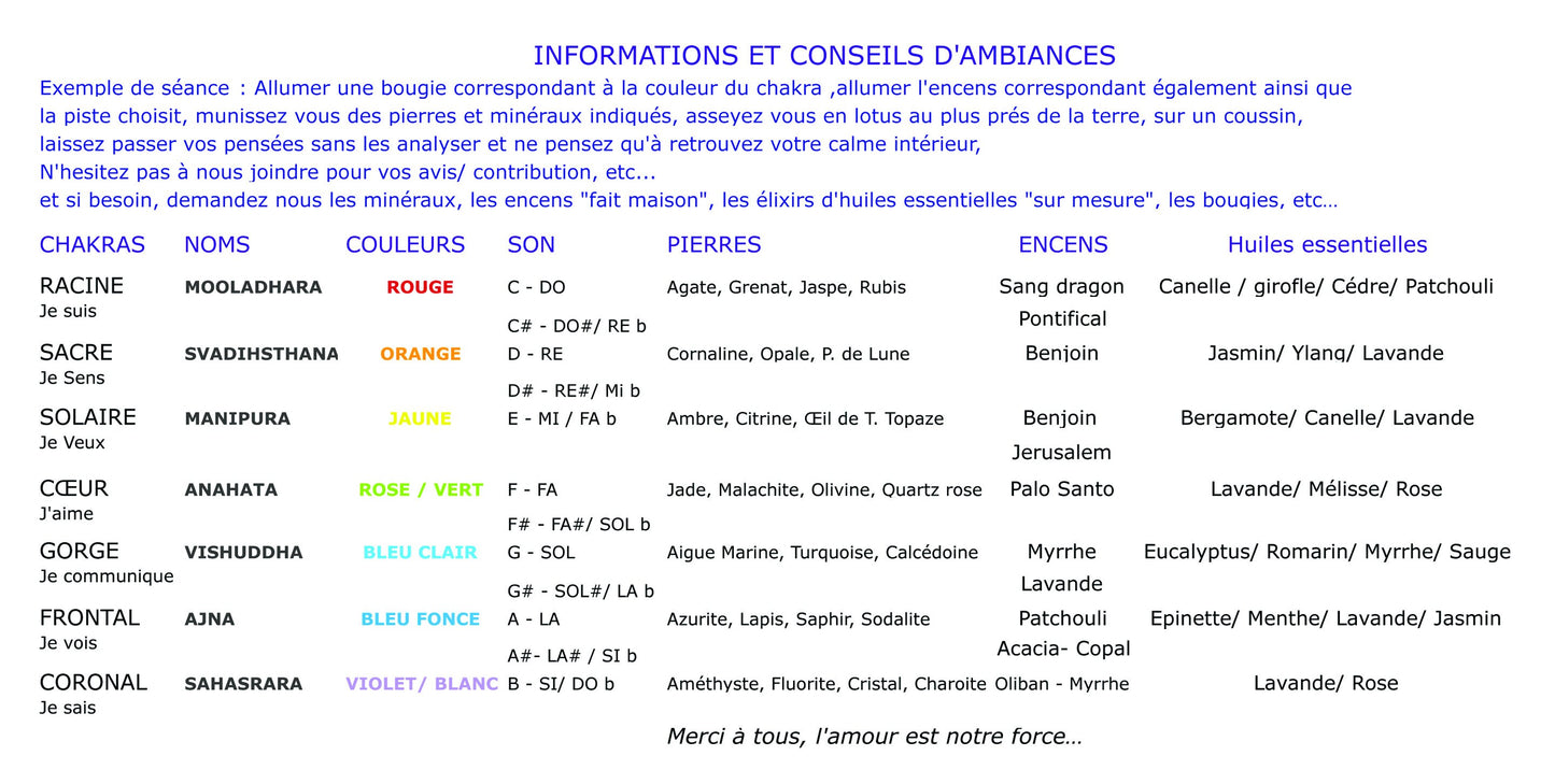 Compact disc, 'Holistic music', volume 1 ou volume 2. Expériences sonores sur les 7 chakras à l'aide de plusieurs instruments de musiques Indienne. par Michel Spiel, créateur de Gem & Zen