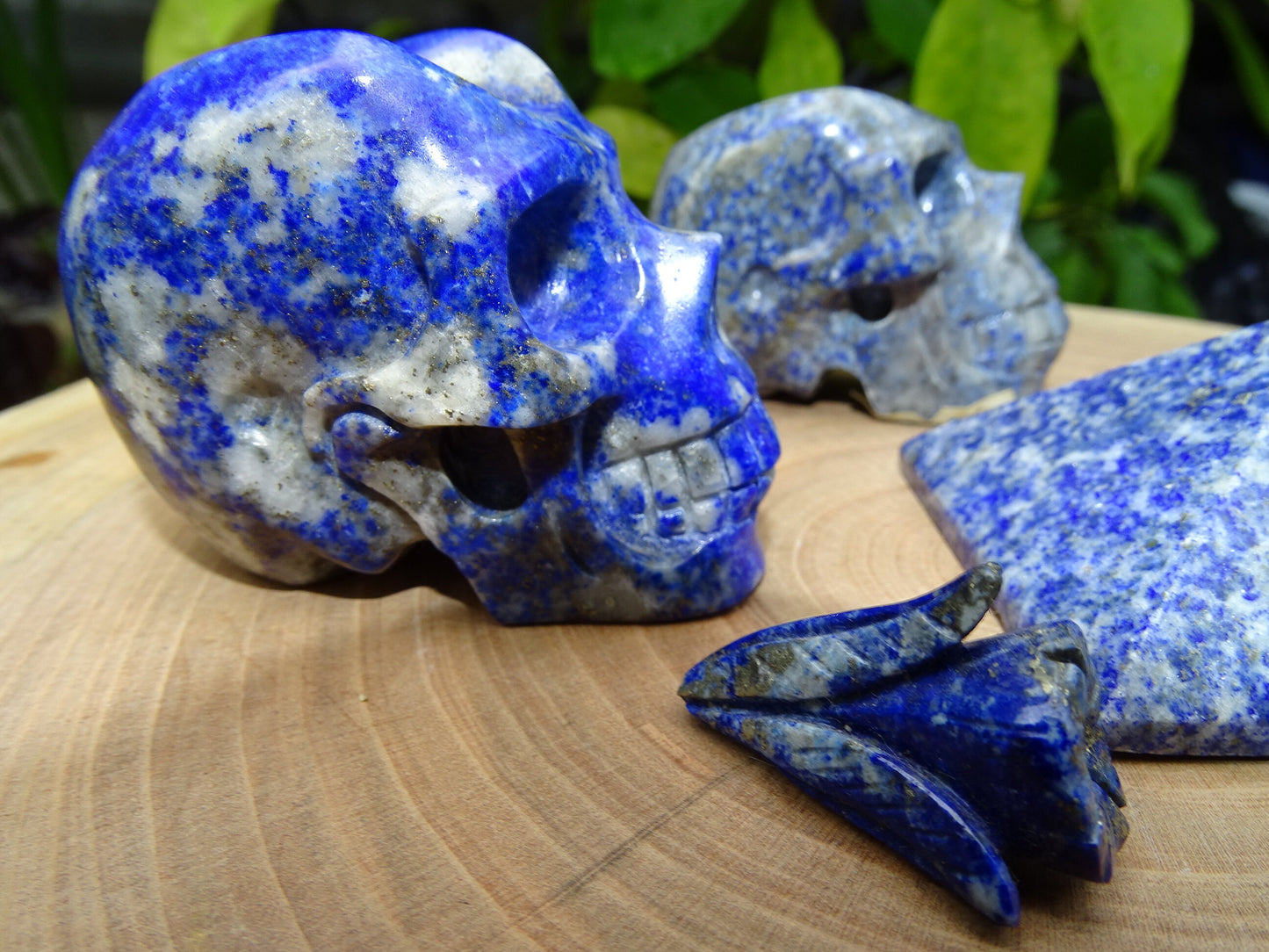 Sélection de 2 Crânes en lapis lazuli, pièces au choix, de 58 à 55 millimètres. Belles qualités, de belles finitions, magnifiques pièces !