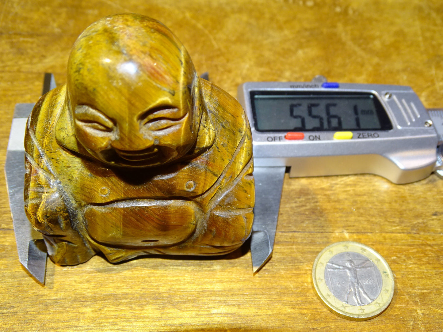 Bouddha rieur en pierre d'oeil de tigre,fait main ! taille de 70 millimètres de hauteur x 55 x 30 - Superbe petite pièce !