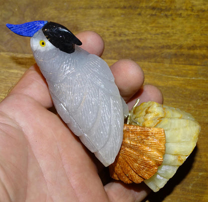 Sélection au choix de belles mini- sculptures d'oiseaux en pierres fines, cygne, perroquet, canard... fait main, très belles finitions ! De 3 à 9 centimètres !