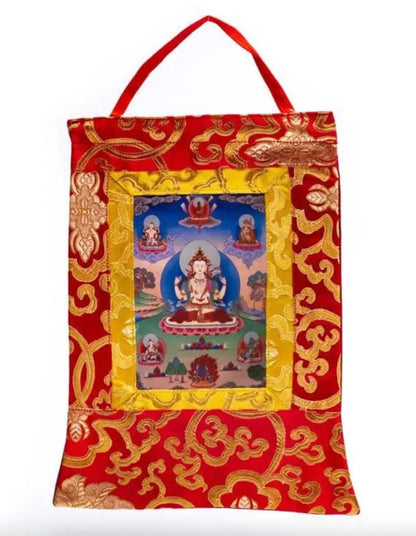 Thangka en textile de Brocart, de 29x 20 centimètres, 5 modèles au choix, superbes pièces !