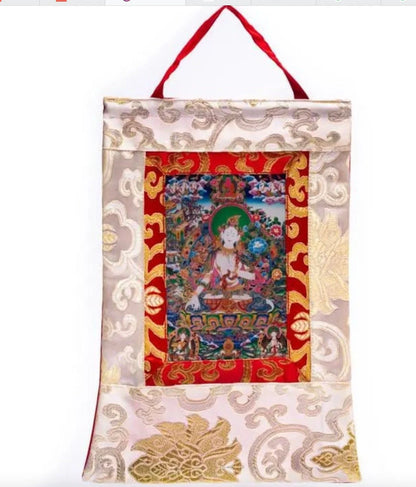 Thangka en textile de Brocart, de 29x 20 centimètres, 5 modèles au choix, superbes pièces !