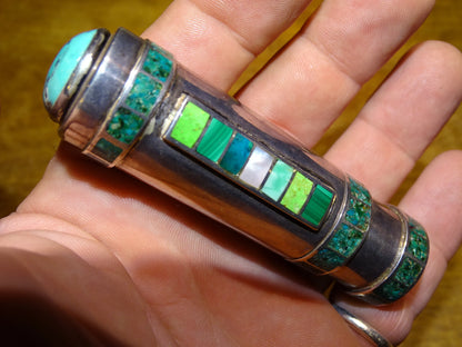 Etui/ Tube/ Stick en Argent 0.925 habillé de pierres de types turquoise, réalisé par un bijoutier Français !