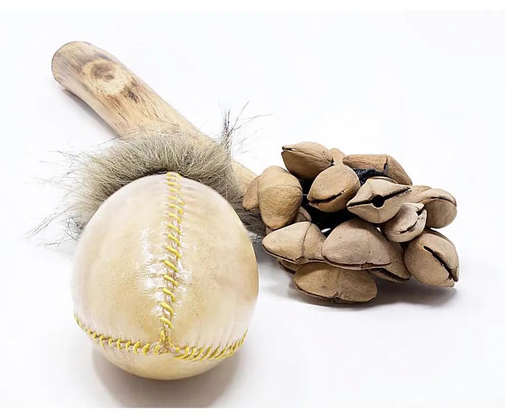 Sélection de hochets/ Maracas de 30 à 40 cms, en bois et peau de chèvre avec graines  ou cymbales. Parfait pour rituels, collection, concerts !.jpg.webp