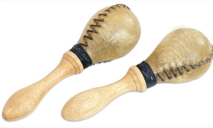 Sélection de hochets/ Maracas de 30 à 40 cms, en bois et peau de chèvre avec graines  ou cymbales. Parfait pour rituels, collection, concerts !.jpg.webp