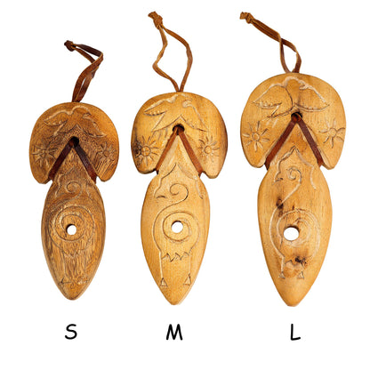 Boites/ étui en bois sculptées pour rangement et protection de guimbarde de type 'Altai', 'Murchunga'... Longueur : de 11 à 14,5 centimètres. 2 modèles/ 3 tailles au choix !