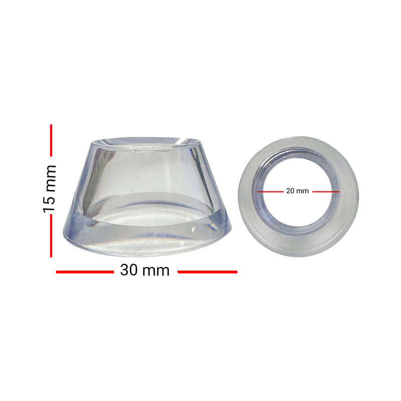 Supports / présentoirs anneaux en plastique transparent. Idéal pour mettre en valeur vos objets sphériques (oeuf ou sphère). Dimensions : de 16 à 40 millimètres de diamètre !