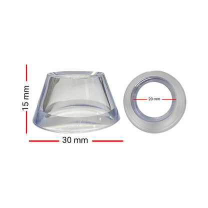 Supports / présentoirs anneaux en plastique transparent. Idéal pour mettre en valeur vos objets sphériques (oeuf ou sphère). Dimensions : de 16 à 40 millimètres de diamètre !