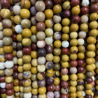 Jaspe Mookaïte, perles rondes de 6 ou 8 mm. Vendu en fil de perle 38/39 cm, en bracelet de 17 à 21cm, en collier de 45 ou sautoir de 60cm. Qualité AA à AAA, superbes perles multicolores !