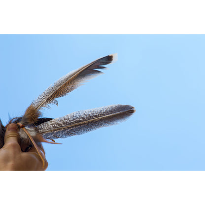 Plume de dinde avec ou sans Mandala en perle ou cuir, de 19 à 30cm, décorée et enveloppée de lanières de cuir, clair ou foncé ! parfait pour personnaliser vos instruments divers !